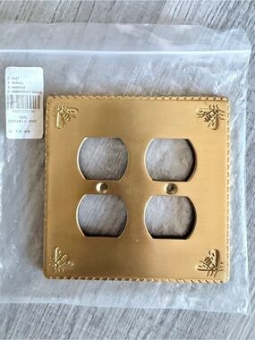 Anthropologie Brushed Brass Double Outlet Cover Plate Bumblebee